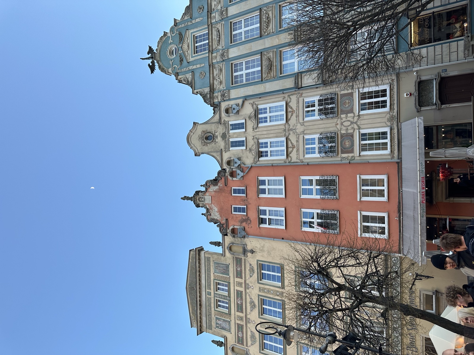 Long Market with Hanseatic facades and a crescent moon above the gables